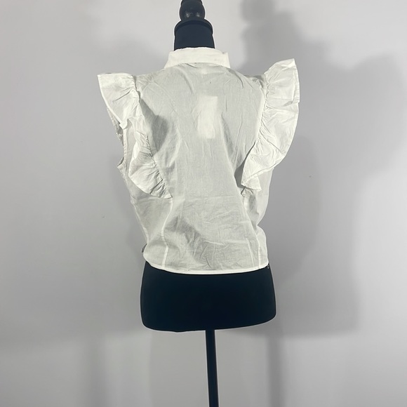 White Ruffle, button up, tie in front a shirt, Size XL - Picture 3 of 10